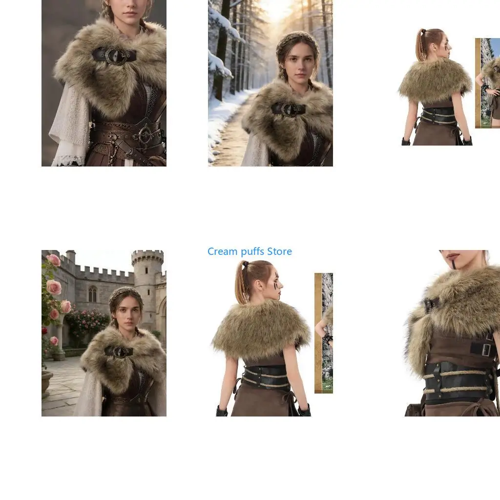 

50LE Thick Warm Faux Furs Collar With Buckles Fashion Costume Shawl Cosplay Capes Suitable For Comfortable Wear