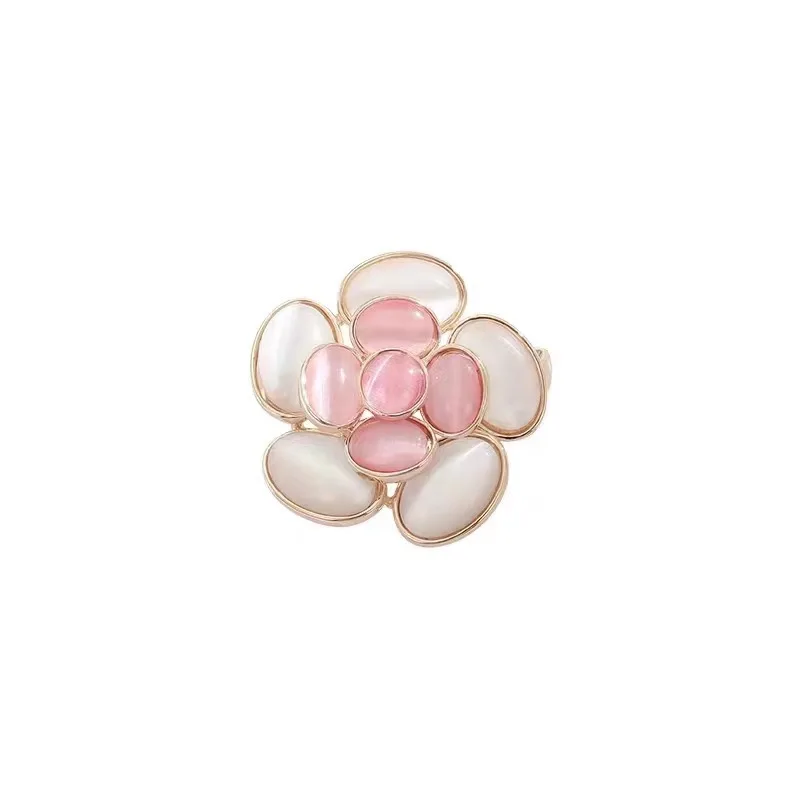 High-end niche cat-eye camellia brooch, exquisite set, brooch, luxury pin, high-end accessory