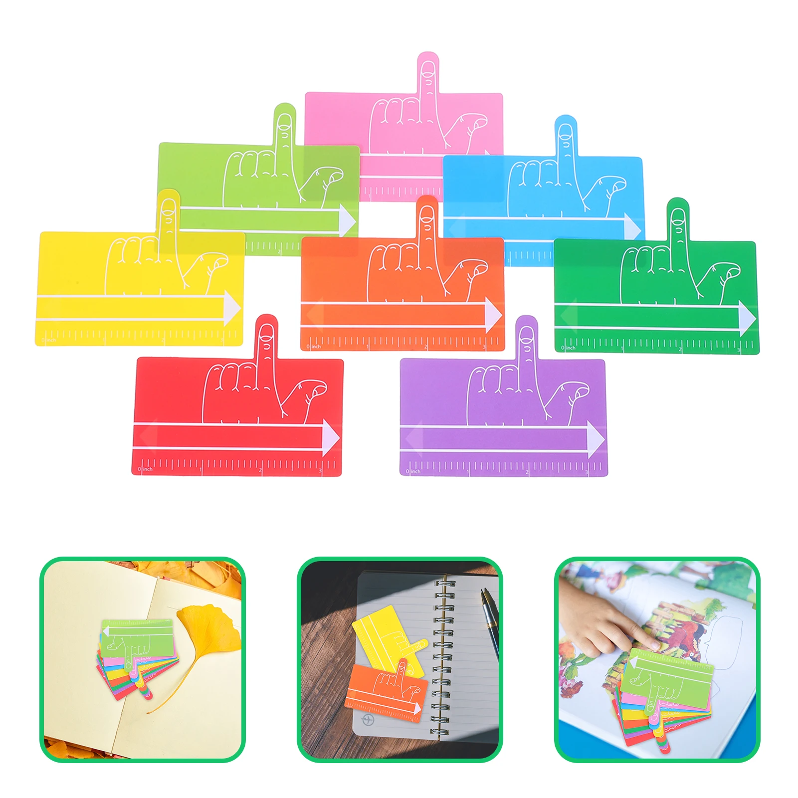 16pcs เครื่องมือเขียนด้วยลายมือบุ๊คมาร์คเด็กอ่านท่องเที่ยว Finger Spacer การศึกษาบุ๊คมาร์คแถบพลาสติก Multi-Functional Dyslexia