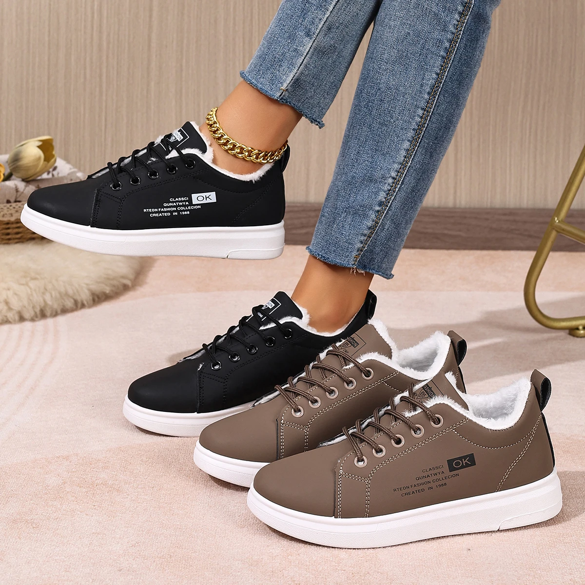 2025 جديد الشتاء في الهواء الطلق النساء أحذية دافئة الفراء أفخم سيدة أحذية رياضية كاجوال منصة الثلوج الدانتيل يصل موضة أحذية رياضية Zapatos De Mujer