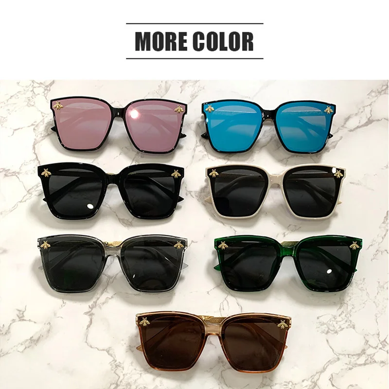 OCYCO New Fashion Lady Oversize Square Bee Sunglasses Women Men Luxury Brand Gradient Sun Glasses Female Shades Oculos UV400