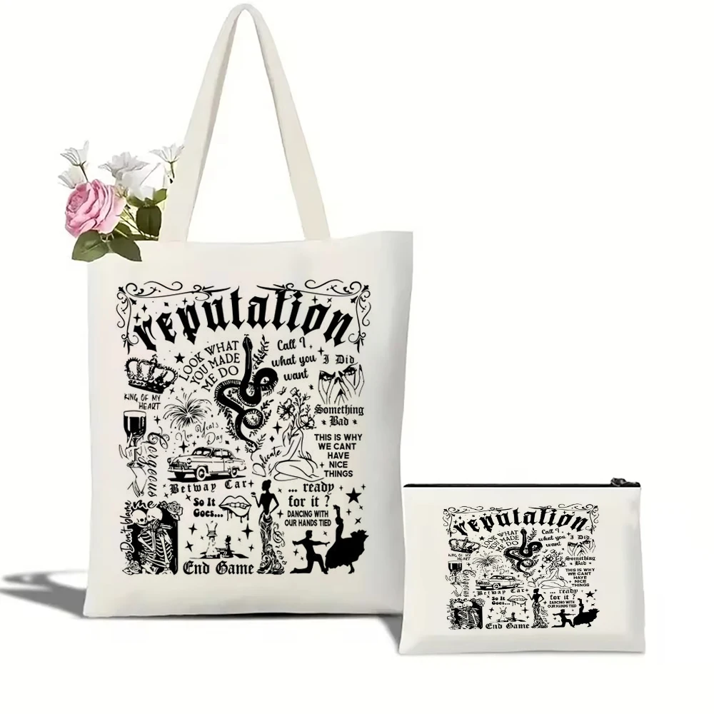 حقيبة يد قماشية ذات سعة كبيرة من سمعة أنيقة، مجموعة حقيبة مكياج مخصصة لهدايا عيد الميلاد للنساء والفتيات والسيدات #2