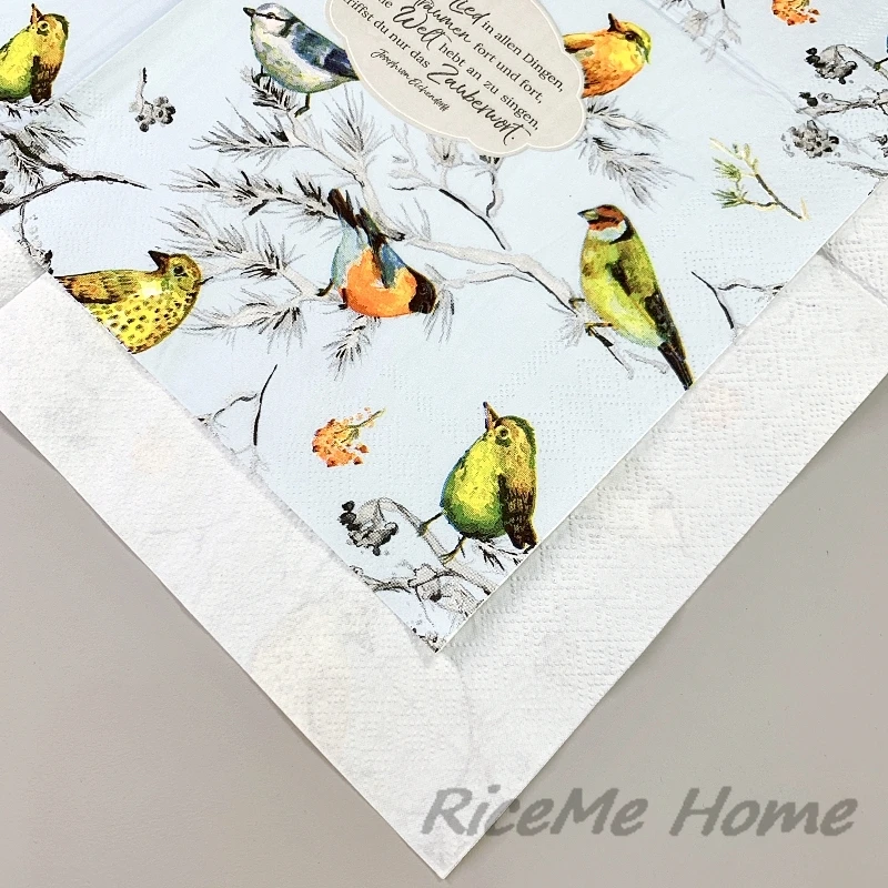 20Pcs/Bag Vintage Birds Flower Decoupage Paper Napkins Bird Floral Paper Serviettes for Xmas Wedding Party Tableware Decor Hot 6