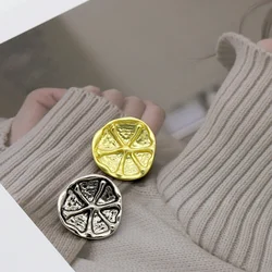 5-0Pcs Vintage Lotus Leaf Shape Metal Buttons Retro Alloy Buckle Women's Suit Coat Sweater Decoration Button Akcesoria do szycia