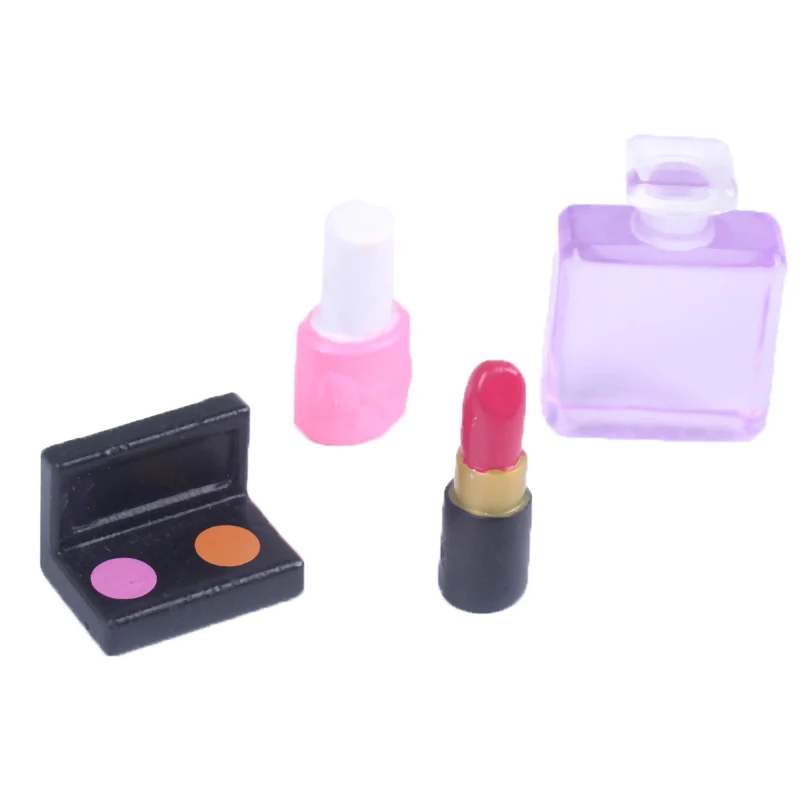 1Set 1:12 Dollhouse Miniature Cosmetic Lipstick Nail Polish Eye Shadow Perfume Model Toy DollHouse Makeup Scene Decor Accessory