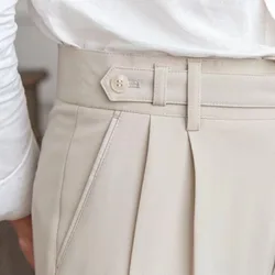 Pantaloni da uomo pieghettati a vita alta 9 pantaloni da uomo in tessuto di qualità per sartoria sociale da lavoro ritagliati abito classico elegante