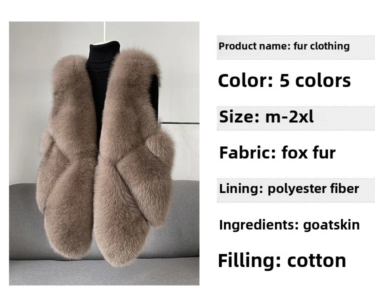 2024 autumn and winter new fox fur vest women's short coat young fur integrated vest winter coat women