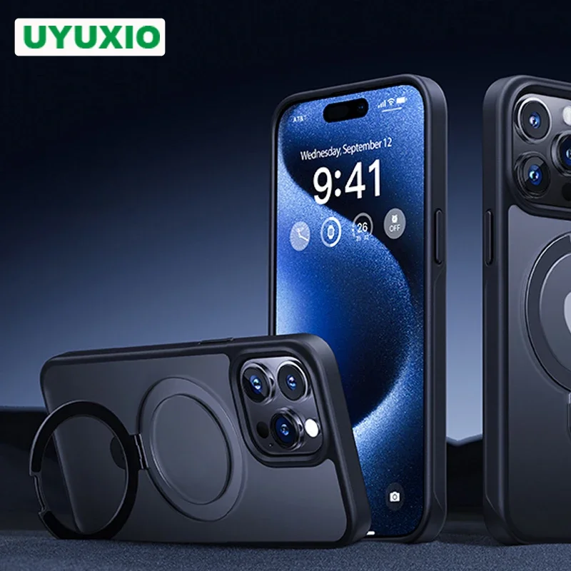

Прозрачный чехол для телефона с магнитным кольцом-подставкой для iPhone 15 14 Pro Max Plus 12 13 11, ультратонкие Чехлы для мобильных телефонов