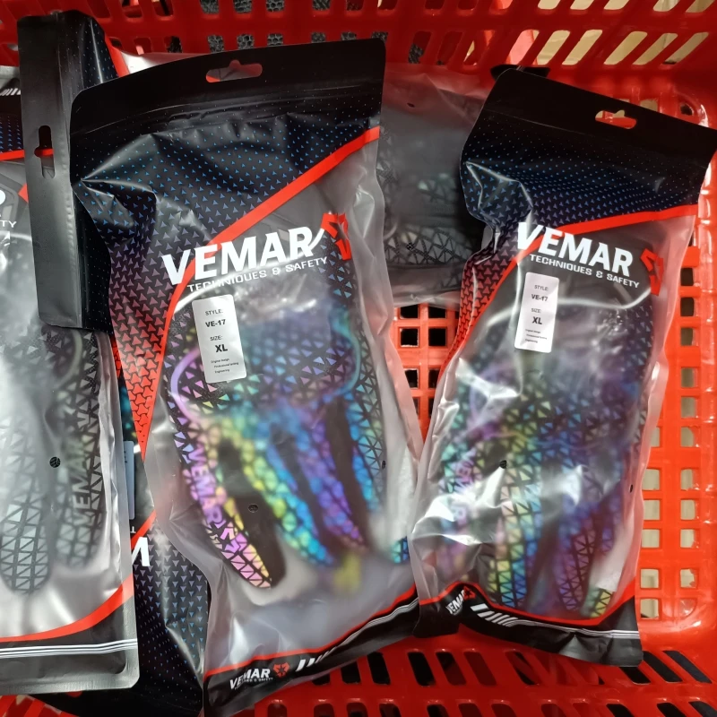 

Мотоциклетные перчатки VEMAR, ночные красочные светоотражающие защитные перчатки для верховой езды с полным пальцем, дышащие встроенные перчатки для верховой езды