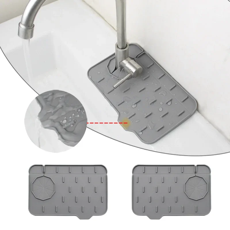 1pcs Silicone Faucet Drain Pad Kitchen Bathroom Splash-proof Anti-mold Sink Storage Mat Washable Water Splash Guard Accessories