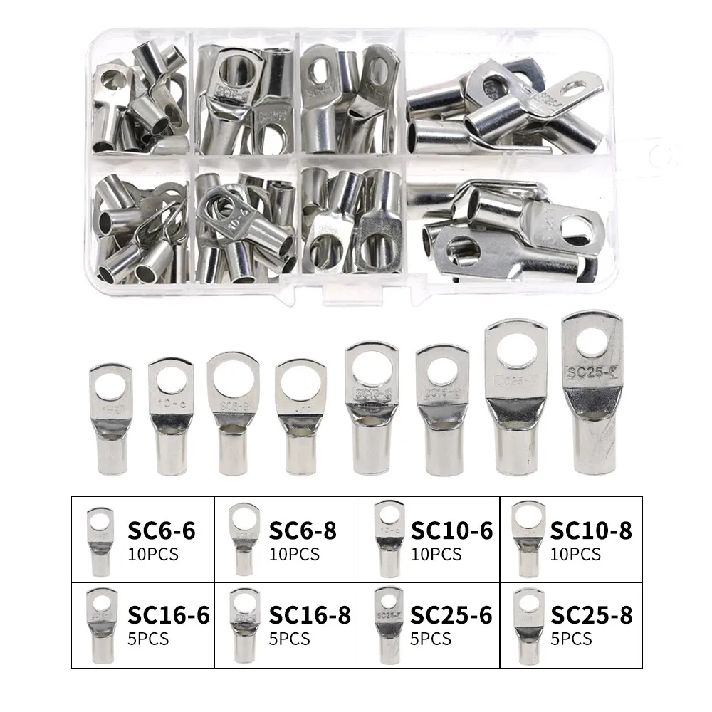 Cross-border e-commerce 60PCS silver SC6-25 series peep copper tip Terminals connector set