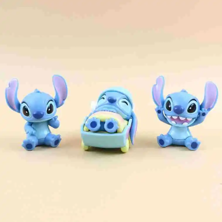 New Disney Stitch Anime Figure Casual Series Kawaii Stroller Doll Cartoon Cute Table Ornament Kids Toys Christmas Birthday Gifts