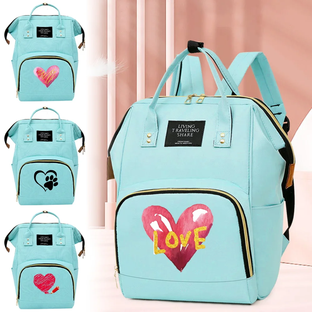 

Mommy Diaper Bags Milk Bottle Organizer Large Capacity Storage Pack Infant Products Storage Backpack Love Series Green