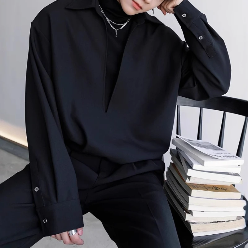 

Men's Long-sleeved Shirt 2026 Spring and Autumn New Fashion Trend High-end Handsome Stitching Fake Two-piece Shirt Jacket