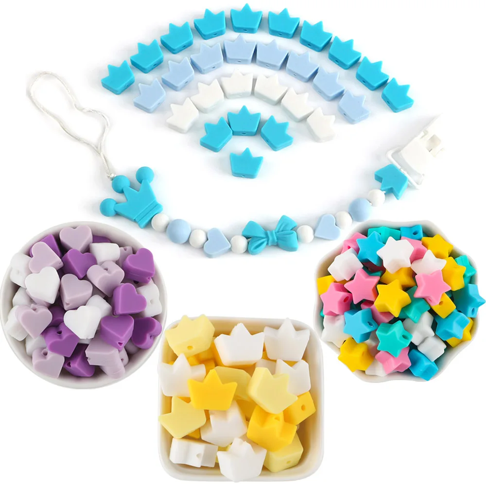 

25pcs/Lot Silicone Mini Crown/Star/Heart Combination Set For Jewelry DIY Bracelet Necklace Earrings Etc Handmade Accessories