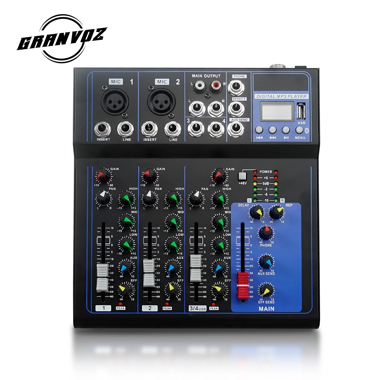 Amplificatore stereo DJ Mixer USB alimentato a 4 canali Mixer audio DJ