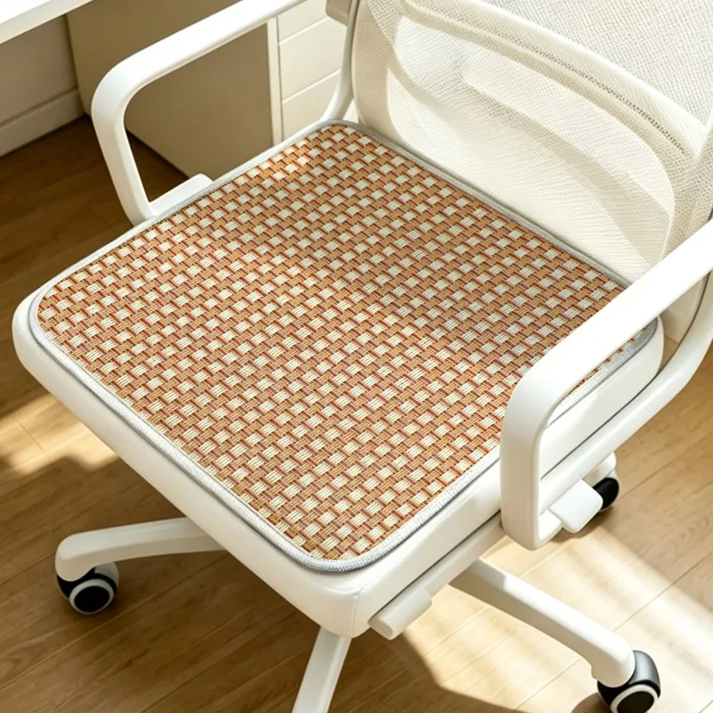 Summer Ice Silk Rattan Bamboo Cooling Seat Cushion Breathable Non Slip Comfort Chair Pad For Office Dining Stool Car Home Sofa