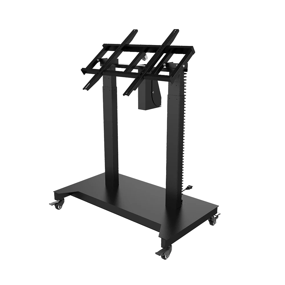 

52-84 Inch Display TV Lift Mechanism Motorized Screen Universal Movable Angle Flip Floor Height Adjustable TV Cart