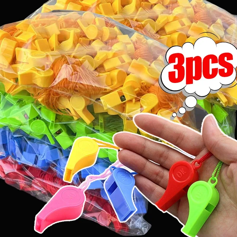 

Lanyard Safety Whistle ABS Plastic Loud Sound Emergency Whistle Outdoor Sports Survival Gear Neck Whistle Multi Colors Camping