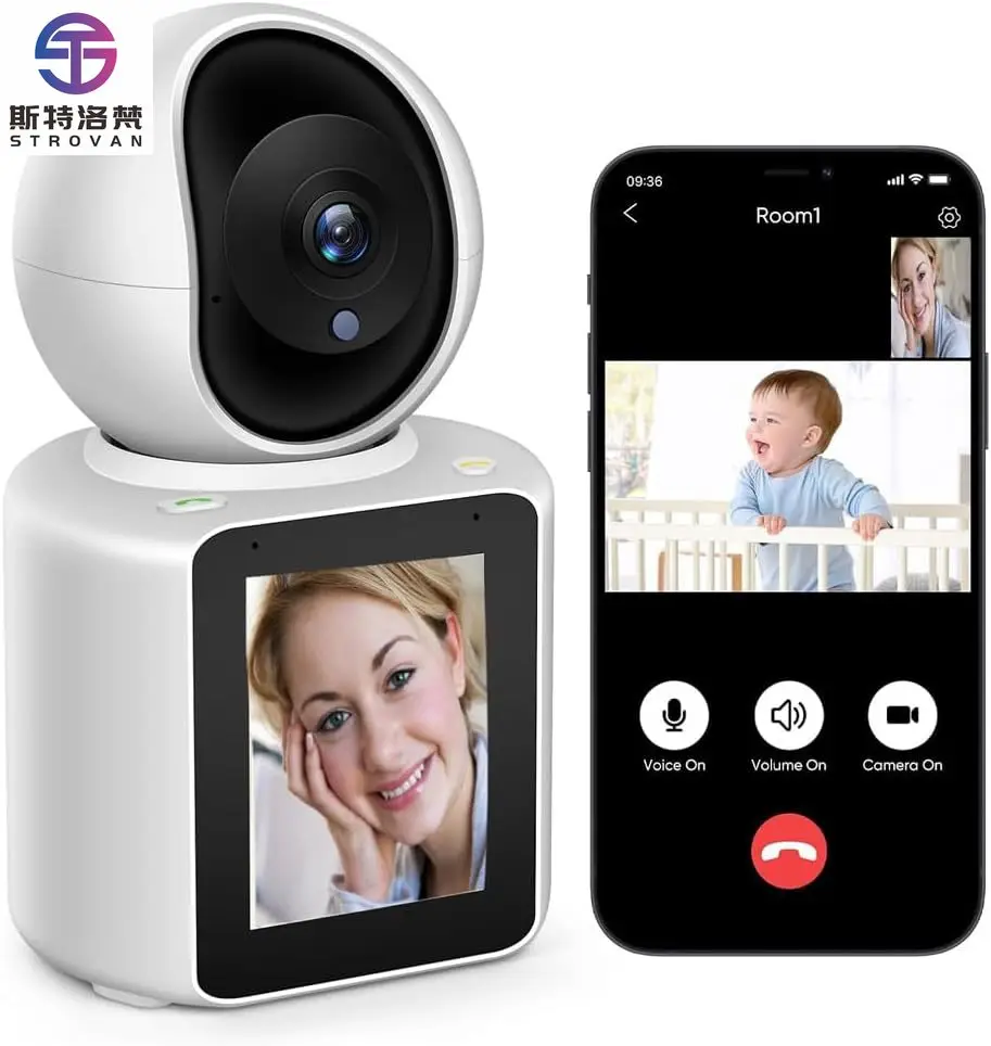 LCD Smart Home Security Audio Baby  Wifi IP Camera Wireless CCTV Camera with Human Auto Tracking  Cloud Baby Cry Detect