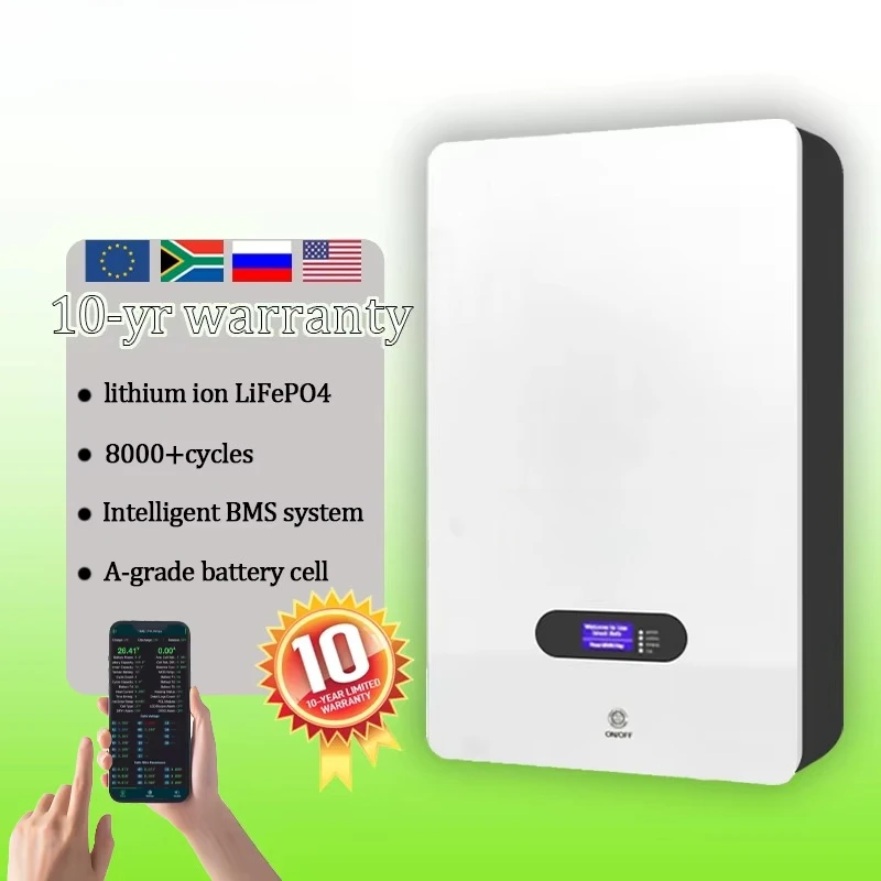 Solarbatterie Home Energy Storage Cycle Life 8500 LiFePO4 Wandmontierte 48 V 51,2 V Lithium-Solarenergiespeichersystembatterie