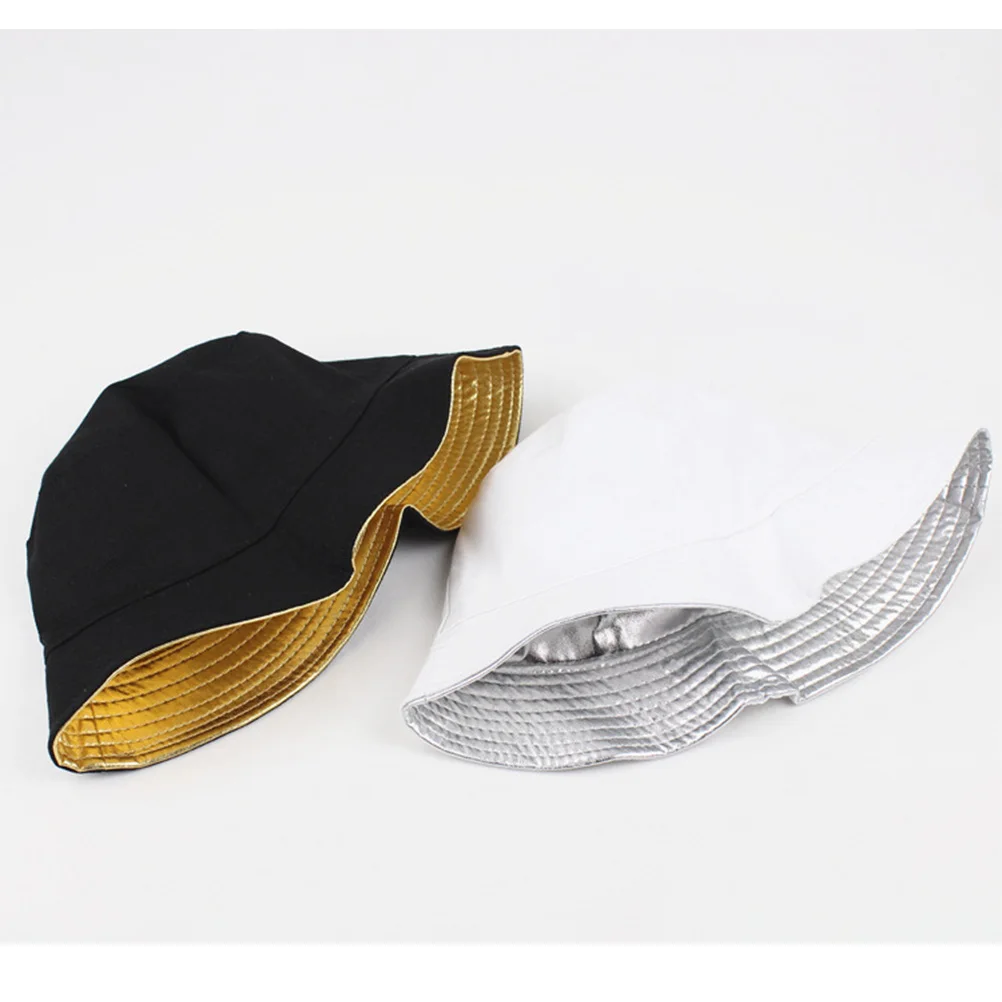 

Silver Gold Fisherman Hat Bucket Cap Sun Protection Wide Brim Portable Outdoor Hiking Camping Vacation Beach UV Protection