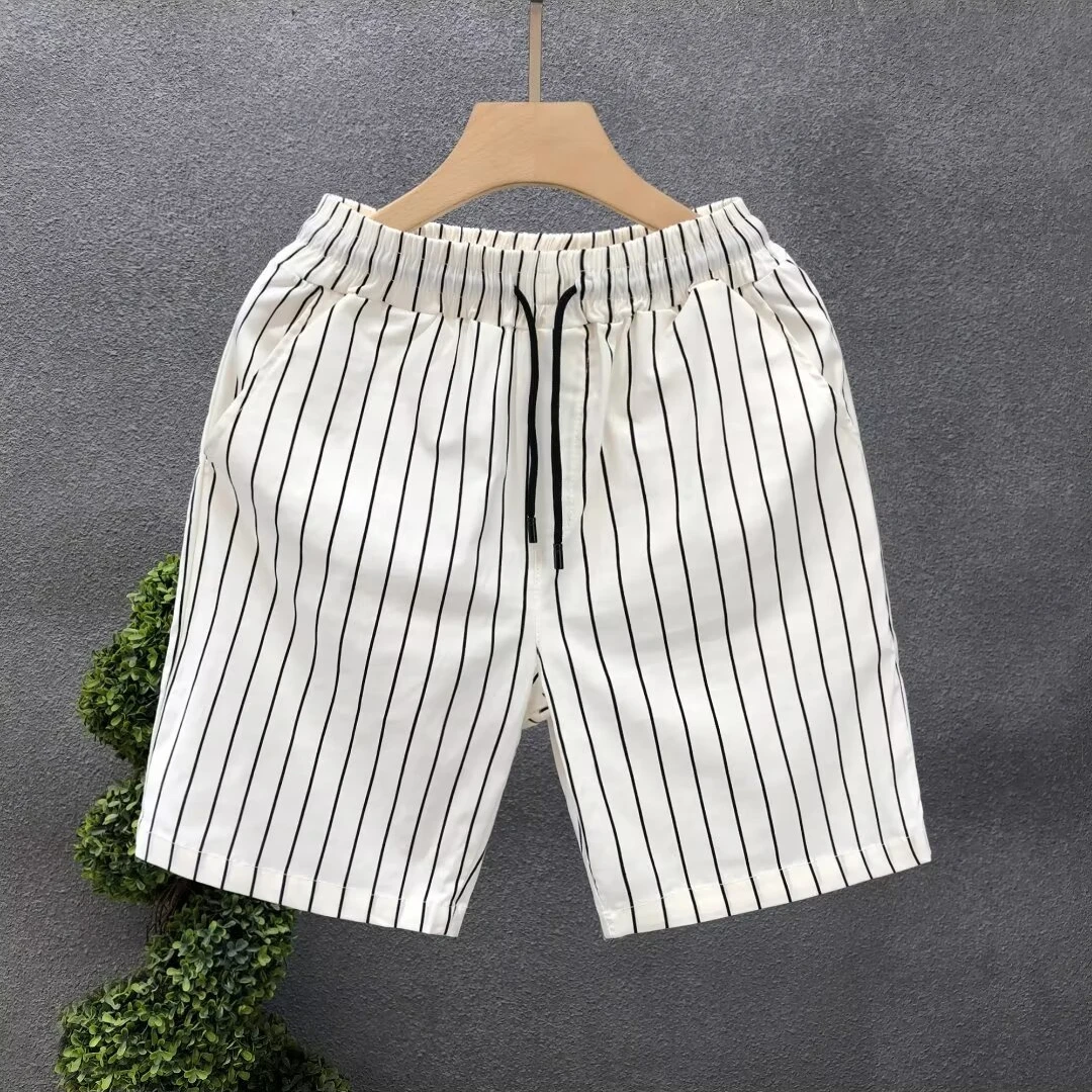 2024 Gym Shorts High Quality Men\'s Striped Quick Drying Shorts Summer Sports Short Pants High Street Men\'s Clothing Streetwear