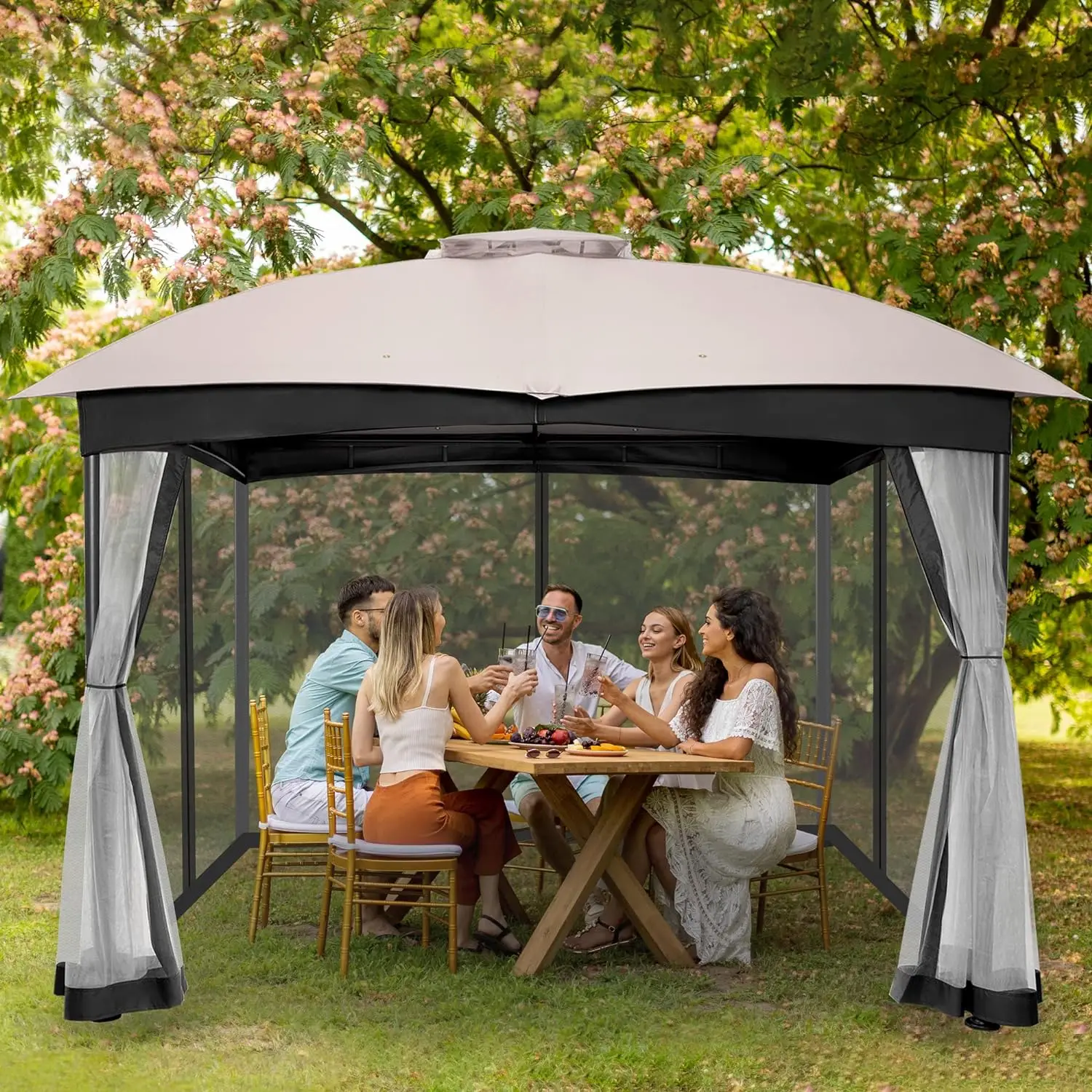 

Gazebo for Patio, FAB BASED 10x12 Gazebo, Double Vent Canopy Gazebo, Outdoor Gazebo with Privacy Netting, Easy Setup Patio