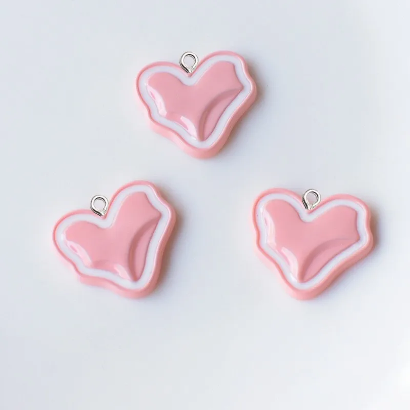 10Pcs Colorful Irregular Love Heart Resin Charms Women Fashion Earrings Necklace Pendants DIY Jewelry Key Chain Crafts Accessory