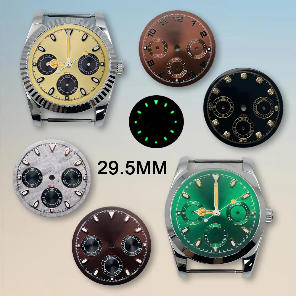 Watch modification parts 29.5mm S Dial DTN Panda Dial Fit VK63 Movement Green Luminous High-Quality Dial Watch Accessories
