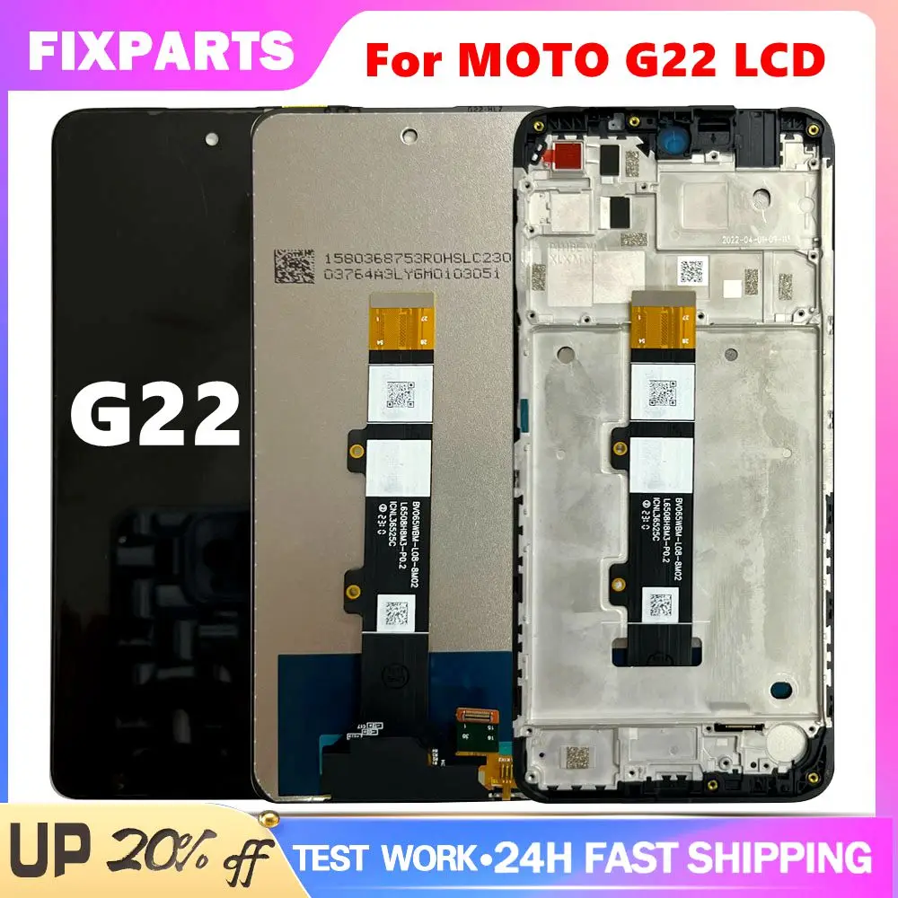 

Tested For Motorola Moto G22 LCD Display Touch Screen Digitizer Assembly Replacement For Moto G22 XT2231-2 Screen With Frame