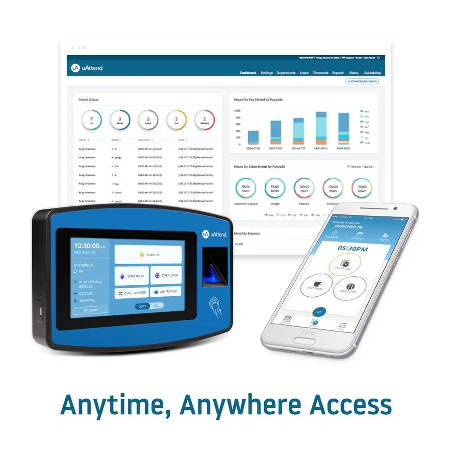 NX2500 بصمة الإصبع البيومترية، RFID، PIN Time Clock لنظام الحضور على CloudBased للأعمال الصغيرة مع Integrra Payroll الاختياري #5