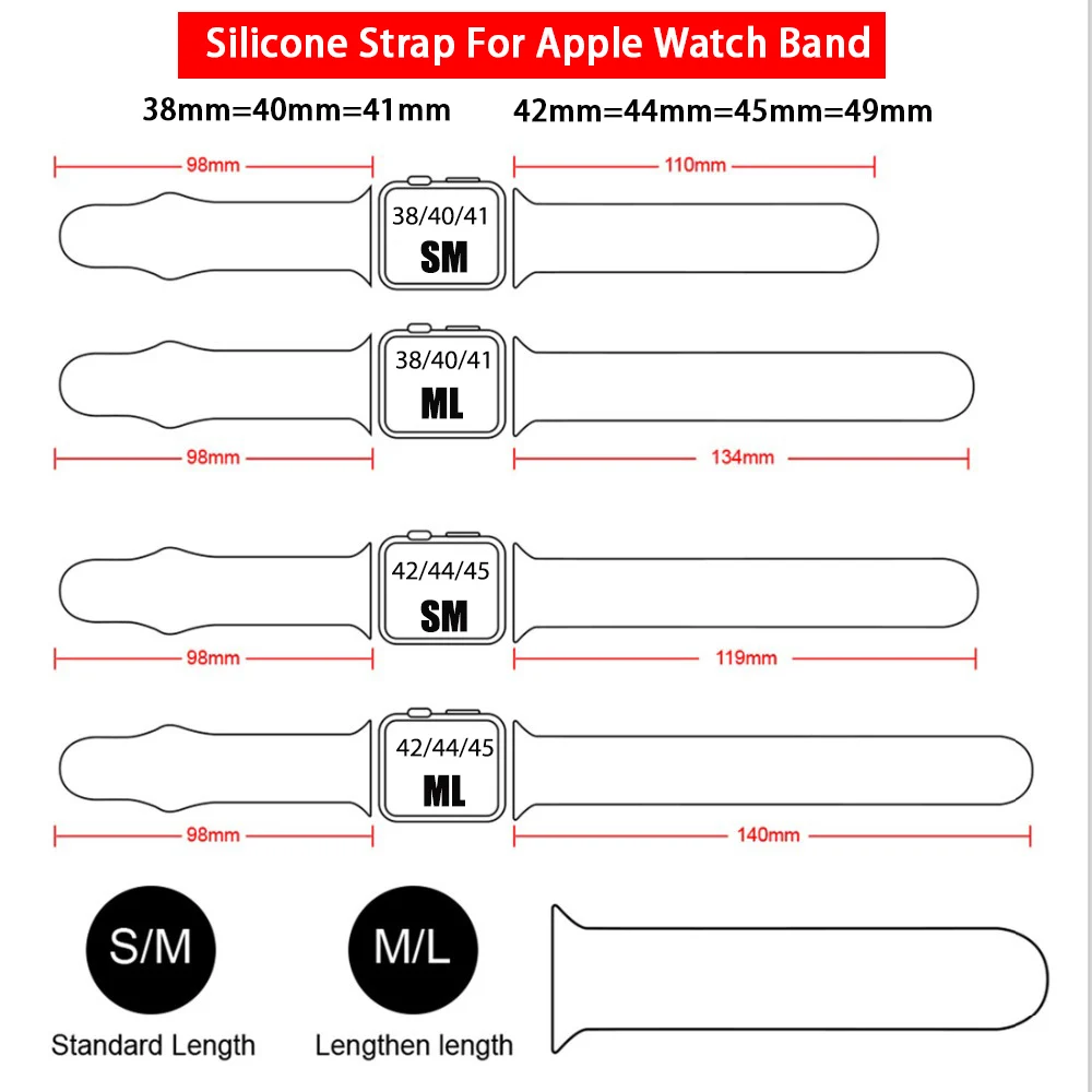 Bracelet en silicone pour Apple Watch Band, iWatch Series SE, 6, 7, 8, 9, Ultra 2 Band, 45mm, 44mm, 40mm, 41mm, 49mm, 42mm, 38mm, 44mm