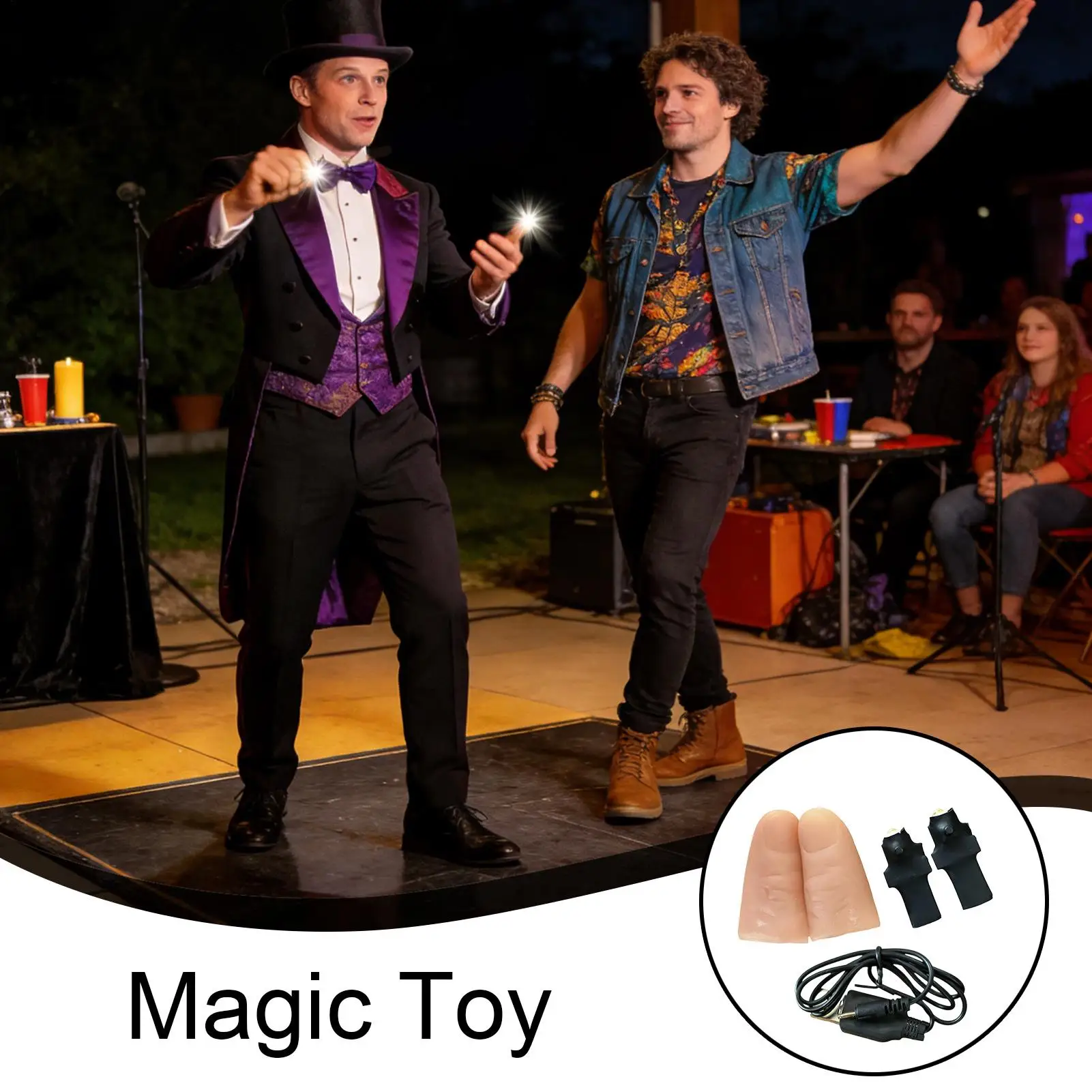 Magic Thumb Light Rechargeable Fake Finger Closeup Props Trick Thumb Lights for Stage Performance Holiday Festival Illusion