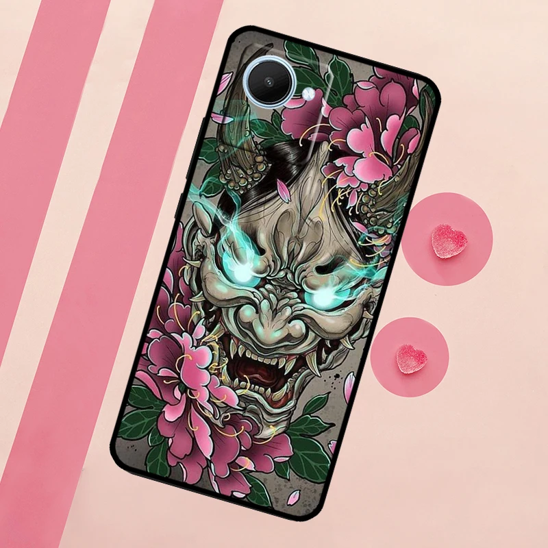 Japanese Oni Hannya Demon Mask Case For Realme 11 Pro Plus 10 9 GT Neo 5 3 3T C11 C15 C25s C21Y C30 C31 C33 C35 C53 C55