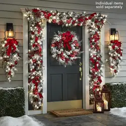 Christmas Decorations 2023 Christmas Wreath Rattan Set Wreaths For Doors New year Decorations Flower Garland Outdoor Home Decor