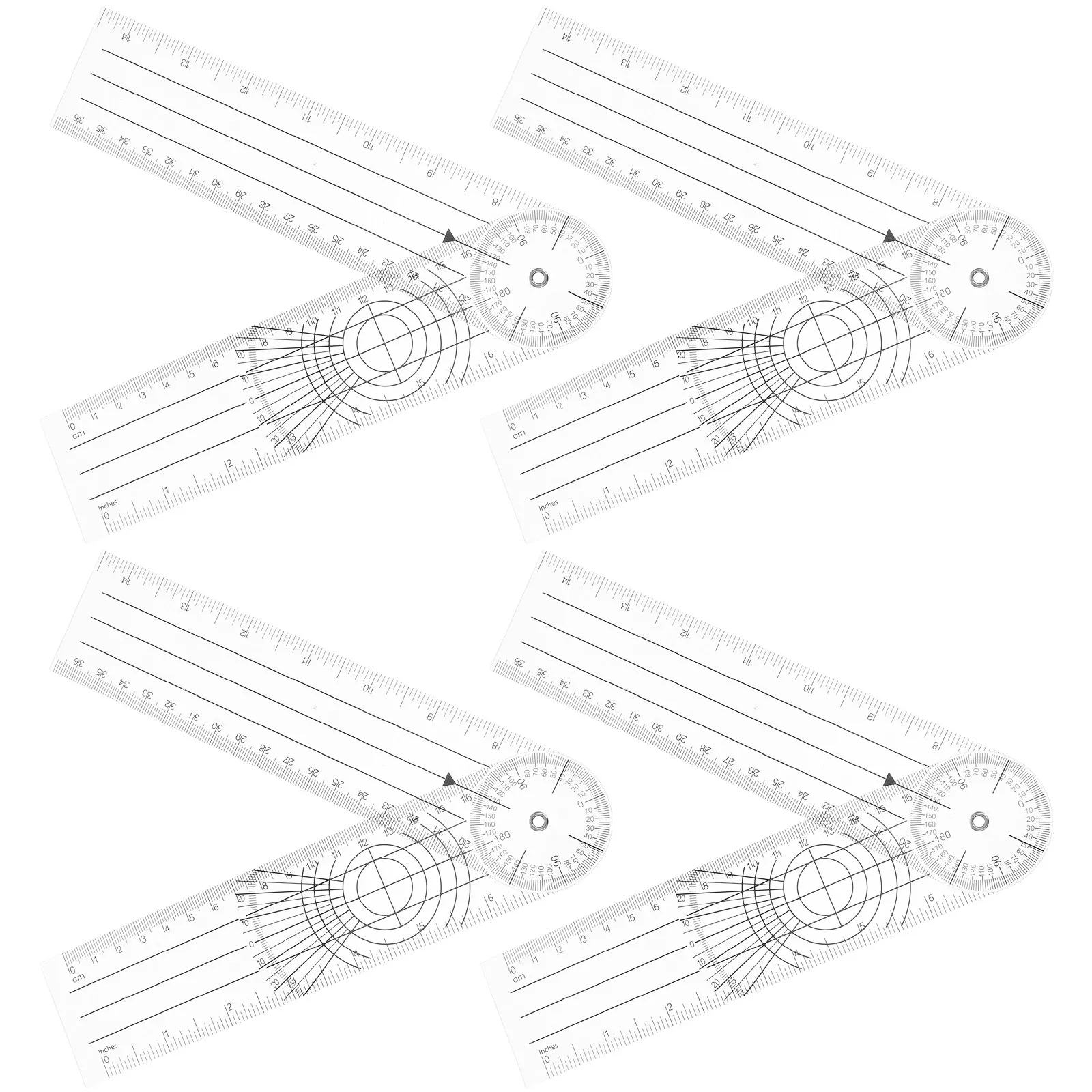 

4Pcs Clear Plastic Angle Protractor Foldable Goniometer Angle Measuring Tool for Professional Doctors Architects Engineers