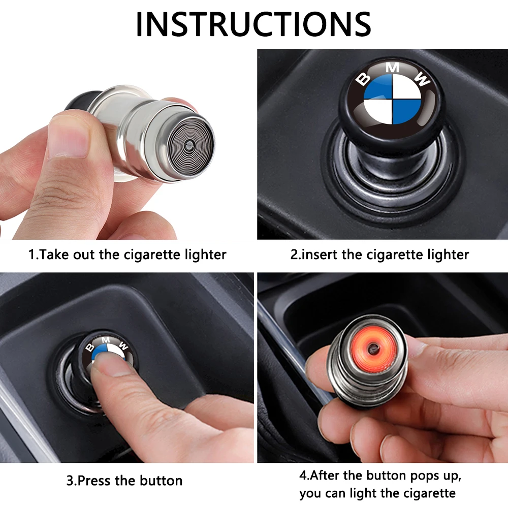 12 V Car Cigarette Lighter Auto Emblem Cigarette Lighter For BMW E46 E90 E60 F10 F30 E39 E36 F20 E87 G30 E92 E91 X5 E70 F11 G20