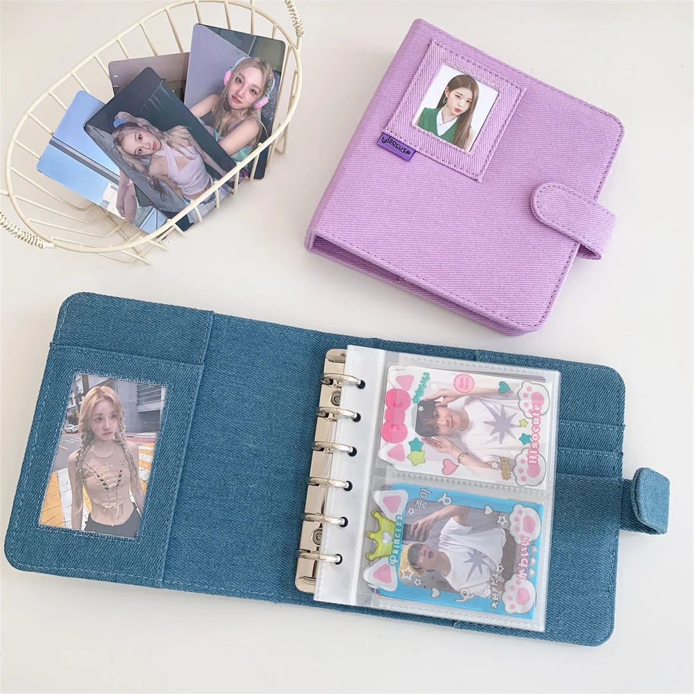 Vintage Jeans Photo Album With 10pcs Sleeves DIY Binder Photocard Holder Collection Kpop 3inch Cards Collect