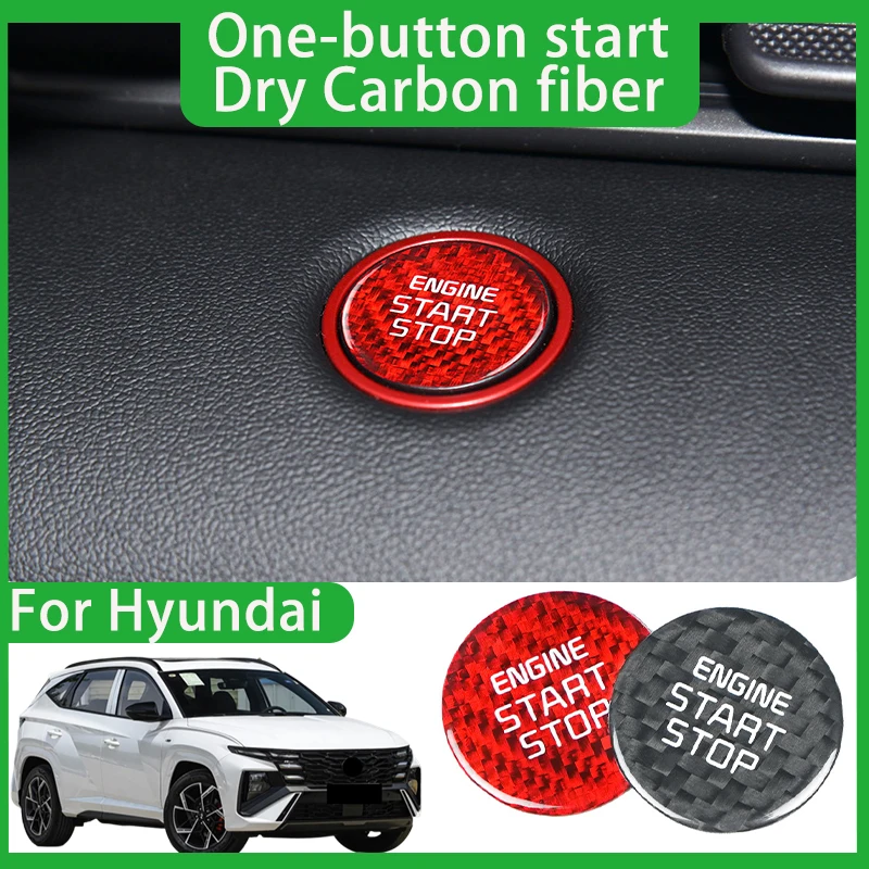

Car Engine One Button Start Button Decorative Sticker for Hyundai Tucson Elantra Keyless Start Carbon Fiber Interior Accessories
