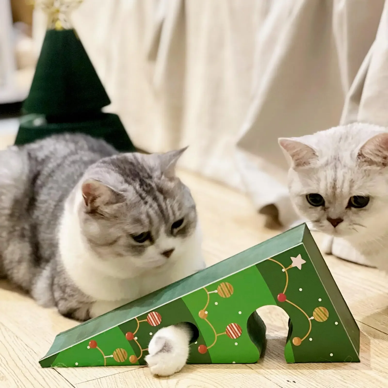 

Christmas Cat Tree Magic Organ Kitten Curl Vertical Paper with Ball Grinding Claw Furniture Protector Cat Toy for Indoor Scratch