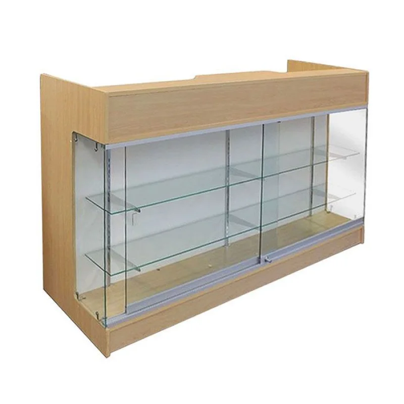 Custoum.72 inch MDF board display cabinet cashier table checkout cash wrap with half glass showcase