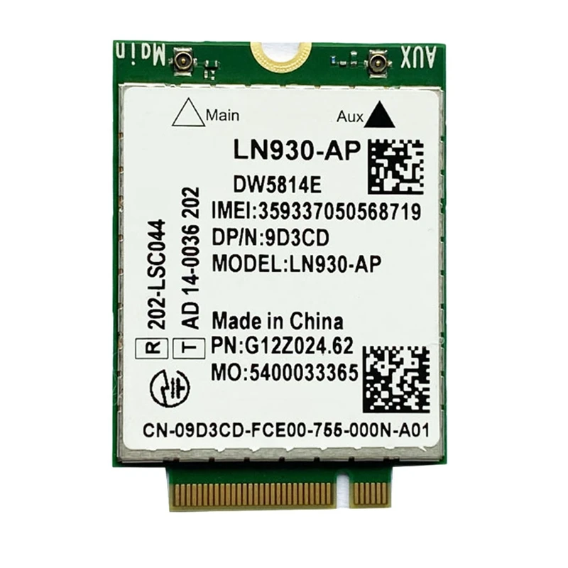 Green Wifi Card For Dell Laptops Latitude 5285 5480 5580 7480 DW5814E For Telit LN930-AP Wifi Card WWAN FDD-LTE NGFF