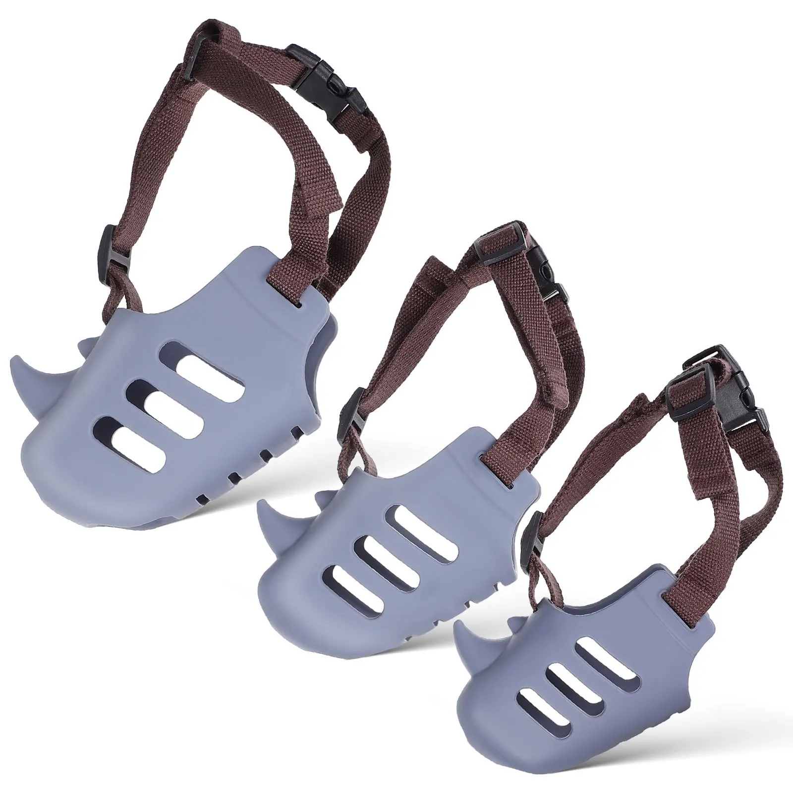 

3 pcs Dog Muzzle For Biting Soft Silicone Basket Muzzle No Bark Pet Mouth Cover Grooming Chewing Prevention Large Medium Small