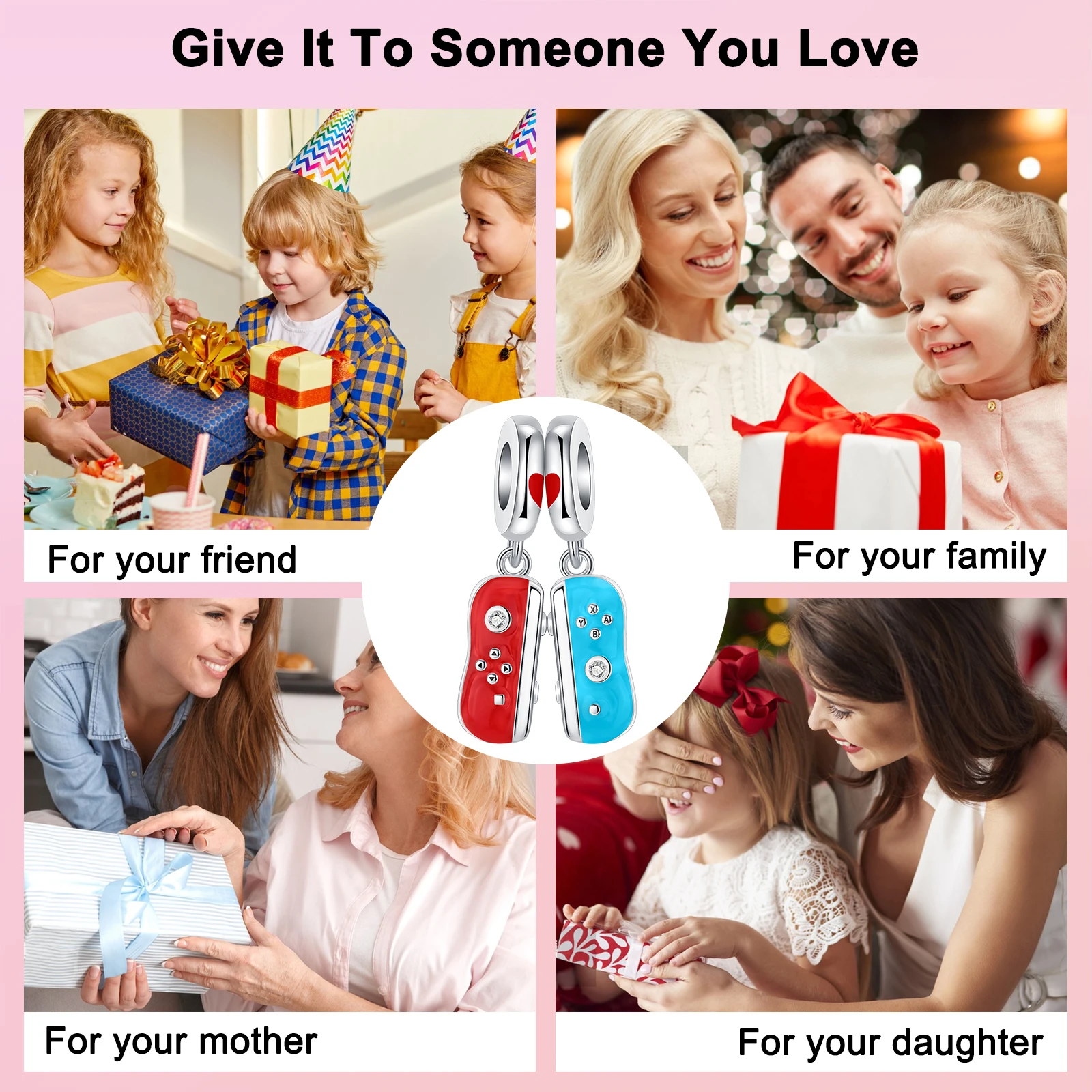 لعبة غمبد قلادة للنساء ، 925 فضة ، أحمر ، أزرق ، يناسب أساور باندورا الأصلية ، لتقوم بها بنفسك ، صنع المجوهرات ، هدية