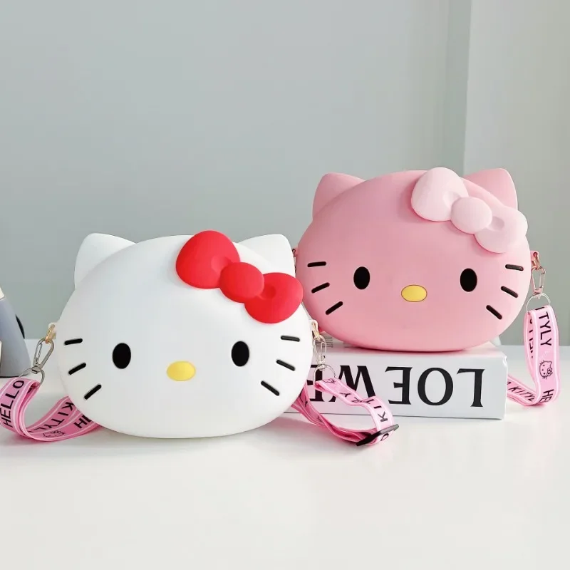 

Sanrio Hello Kitty Silicone Bag Girls Cartoon Mobile Phone Bag Mini Shoulder Messenger Shoulder Bag Children's Coin Purse