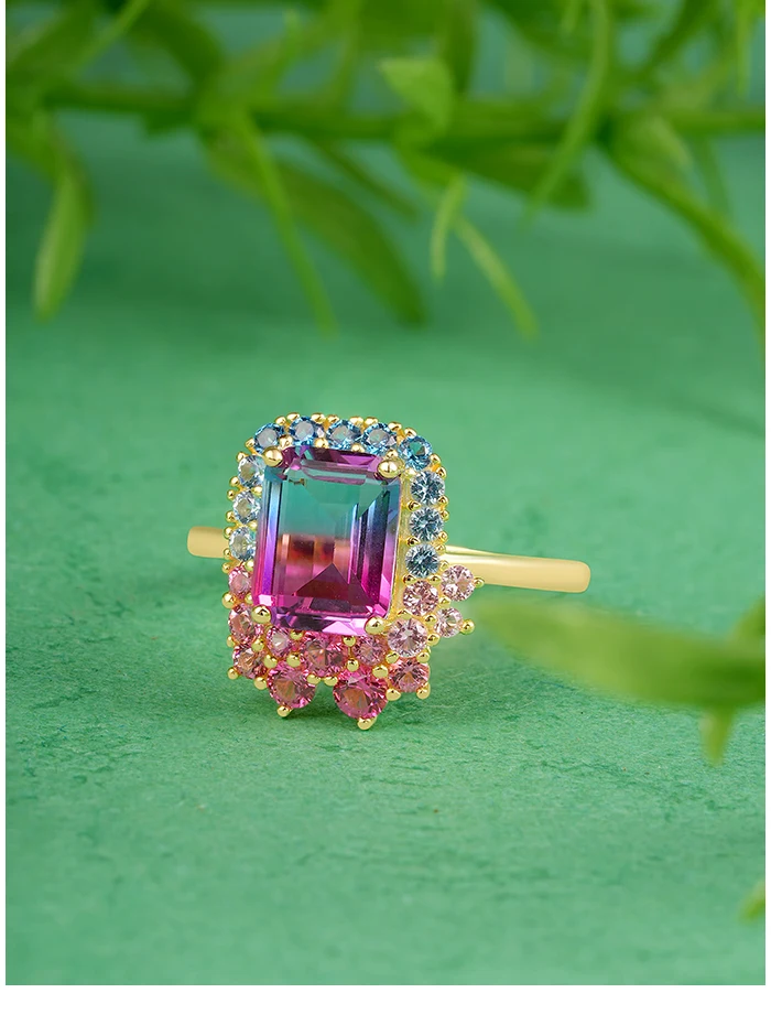 SANTUZZA Echter 925 Sterling Silber Ring für Damen Funkelnder Synthetischer Grüner Spinell Wunderschöne Hochzeitsgeschenke Edler Schmuck – Detail 13