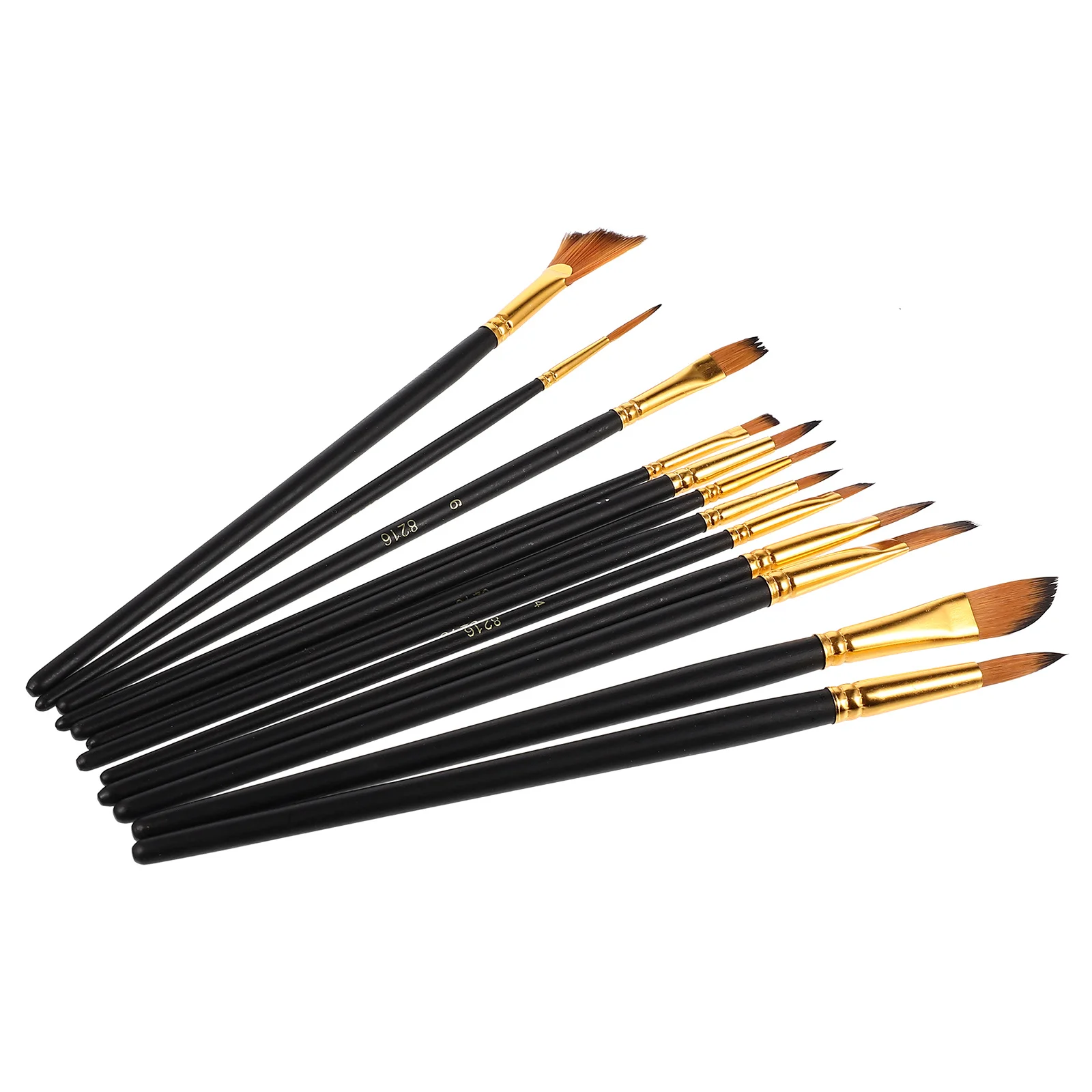 12 Pcs Watercolor Paint Brushes Detail Nylon Tools Professional Craft Black Artist Fine Flat