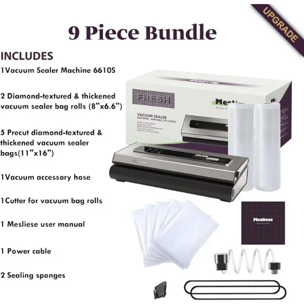 Vacuum Sealer Machine Powerful 90Kpa Precision 6-in-1 Compact Food Preservation System with Cutter