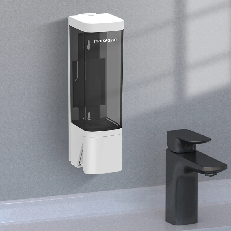 350ML Wall Mounted Soap Dispenser No Drill - Waterproof for Shampoo Body Wash Hand Soap Lotion, Minimalist Design for Bathroom R